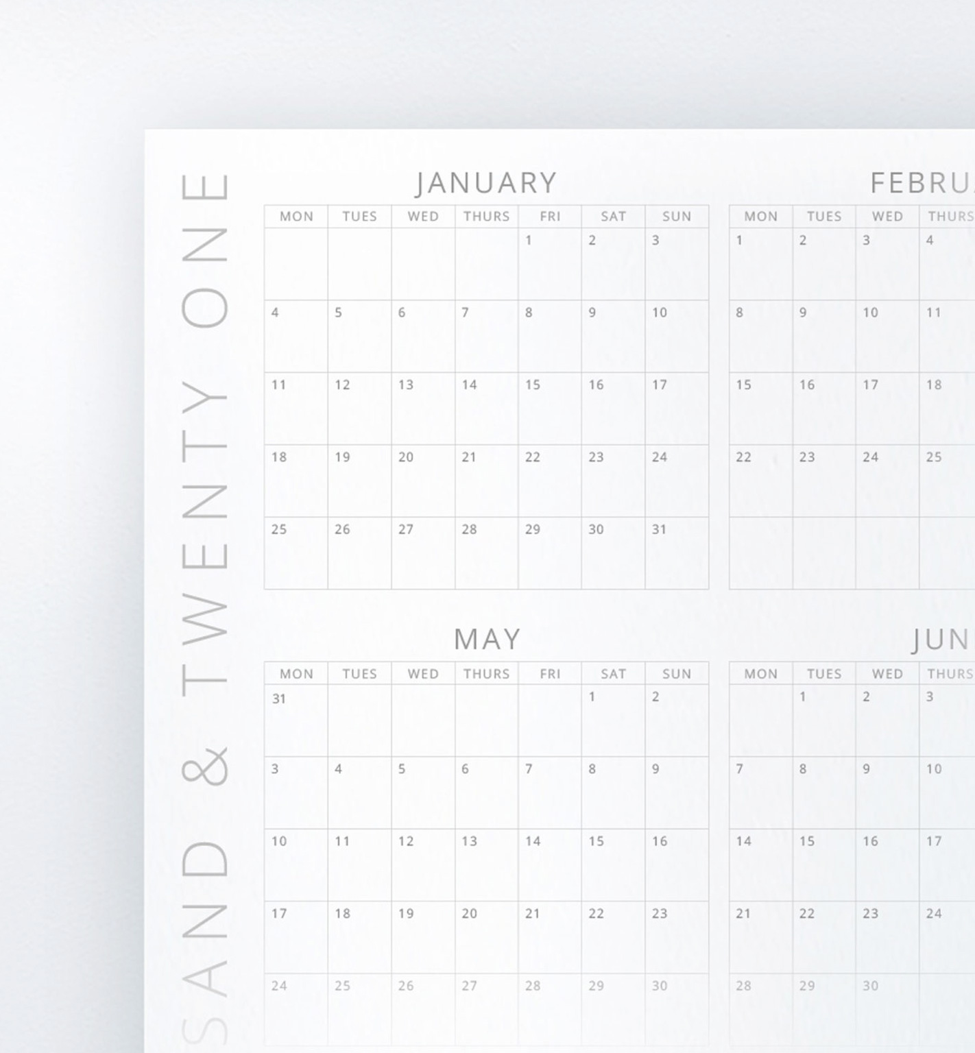 Year at a Glance Wall Calendar