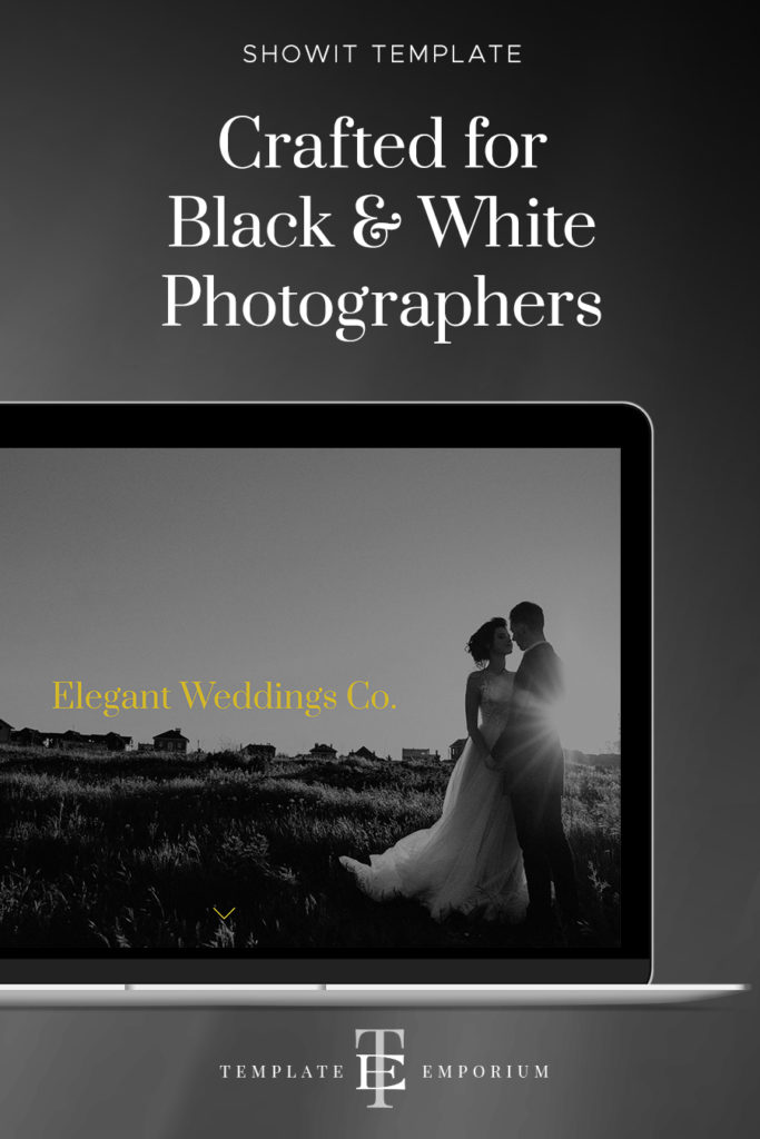 Black and white photographers Showit website template - The Template Emporium.