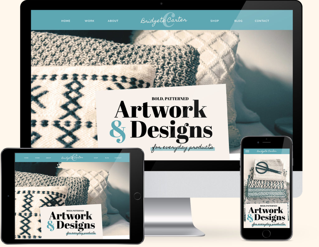 Surface Pattern Designer Website Template - called Artwork & Design  - The Template Emporium.