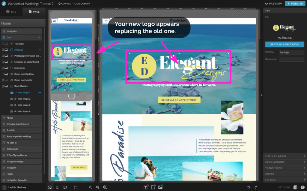 Replacing the logo with your new logo in Showit - The-Template Emporium
