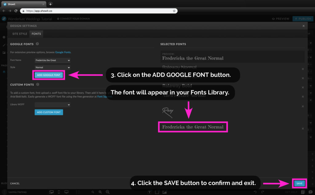 Adding Google Fonts to your Font Library in Showit - The Template Emporium