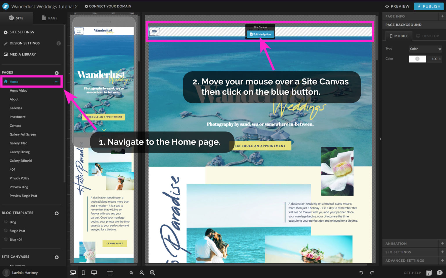How to Update Site Canvases in Showit
