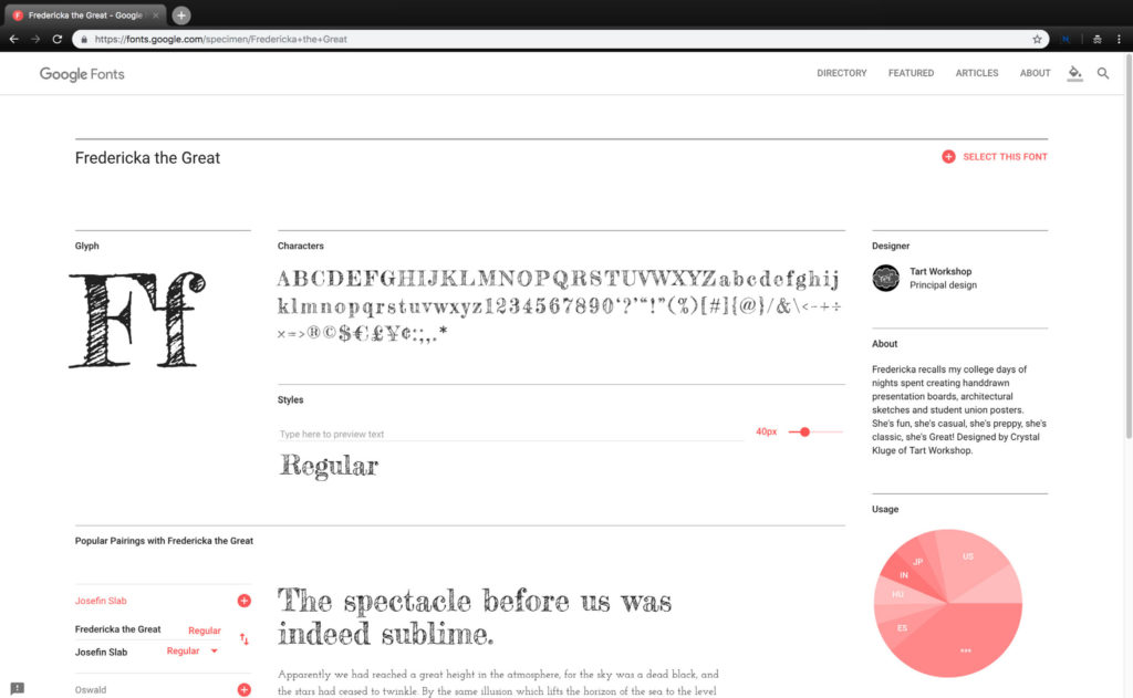 Selecting a google font character to update to the Master Font - The Template Emporium