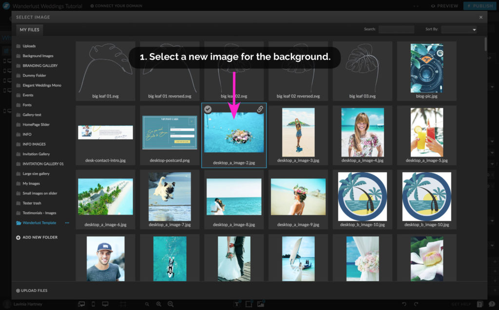 Selecting a new image in Showit Canvas Views