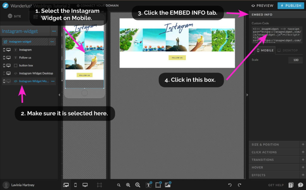 How to add my Instagram feed to a showit website - Adding the widget code to Showit - The Template Emporium