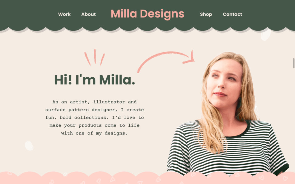 Showit Template Milla, about section - The Template Emporium