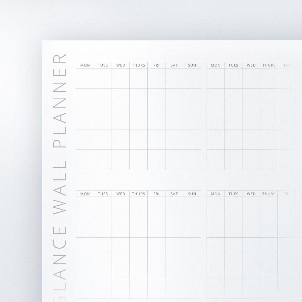 Undated Wall Planner upclose - The Template Emporium