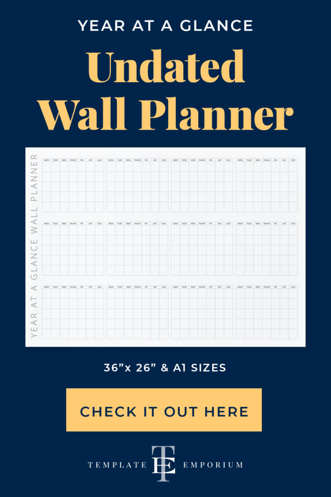 Year at a Glance Undated Wall Planner - The Template Emporium