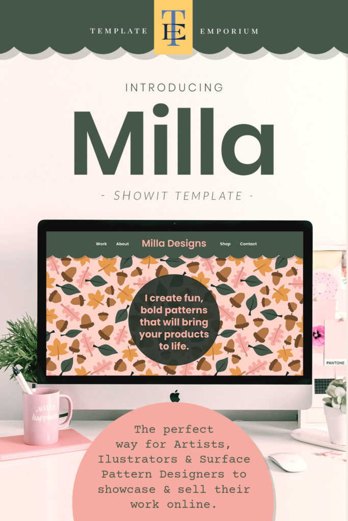 Introducing Milla Showit Template for Surface Pattern designers, Artists and Illustrators - The Template Emporium