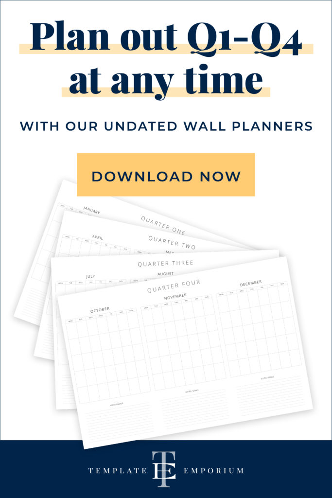 Plan out Q1-Q4 at any time with our Undated Wall Planners - The Template Emporium