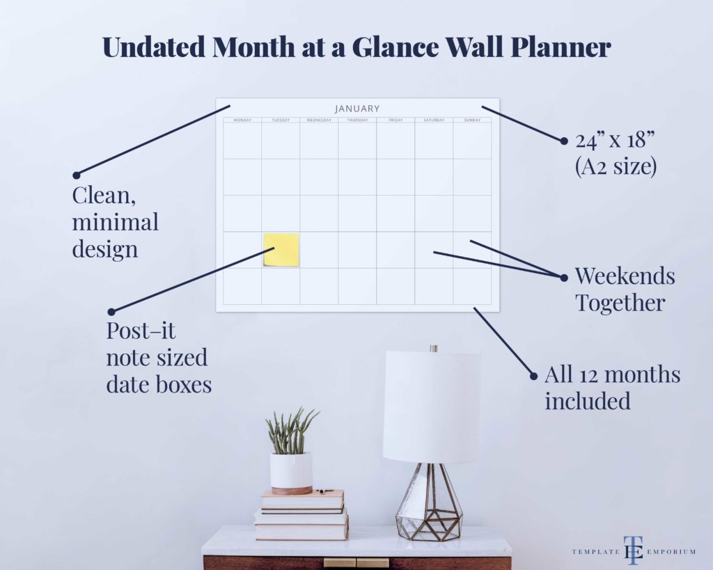 Undated Month at a Glance Wall Planner - The Template Emporium