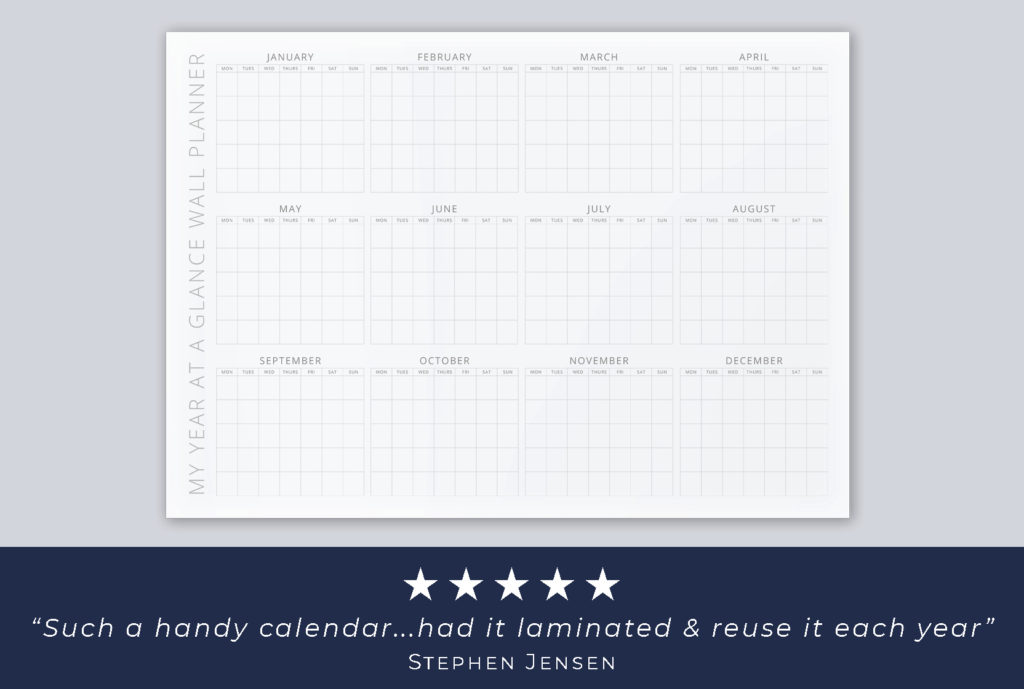 Year at a glance undated wall planner - The Template Emporium