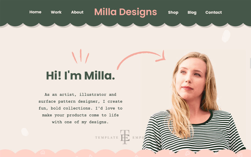 Milla multi-page showit website template - About You - The Template Emporium