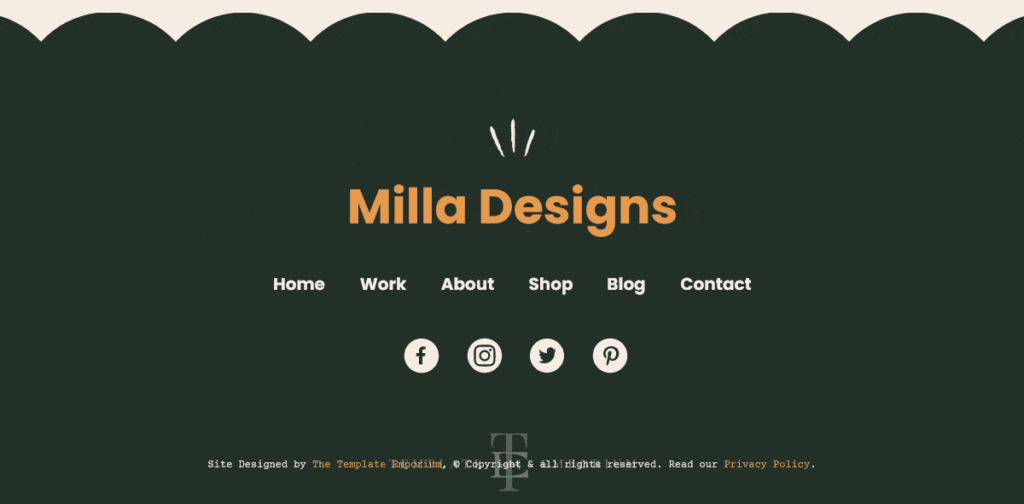 Milla multi-page template - Footer - The Template Emporium