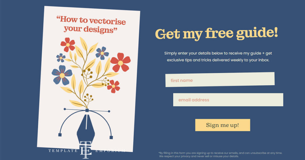 Pattern designer showit website template - email freebie - The Template Emporium