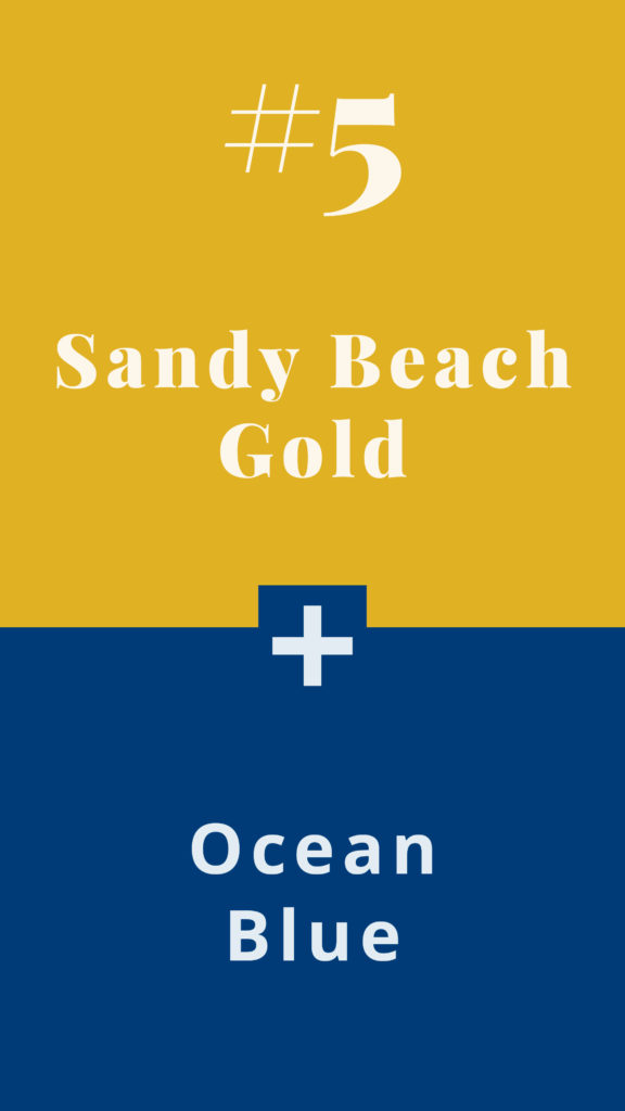 A year of holiday colour combinations - Sandy Beach Gold + Ocean Blue - The Template Emporium