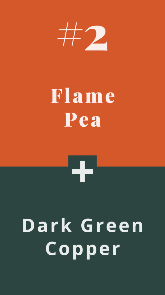 All seasons colour combinations - flame pea + dark green cooper - The Template Emporium