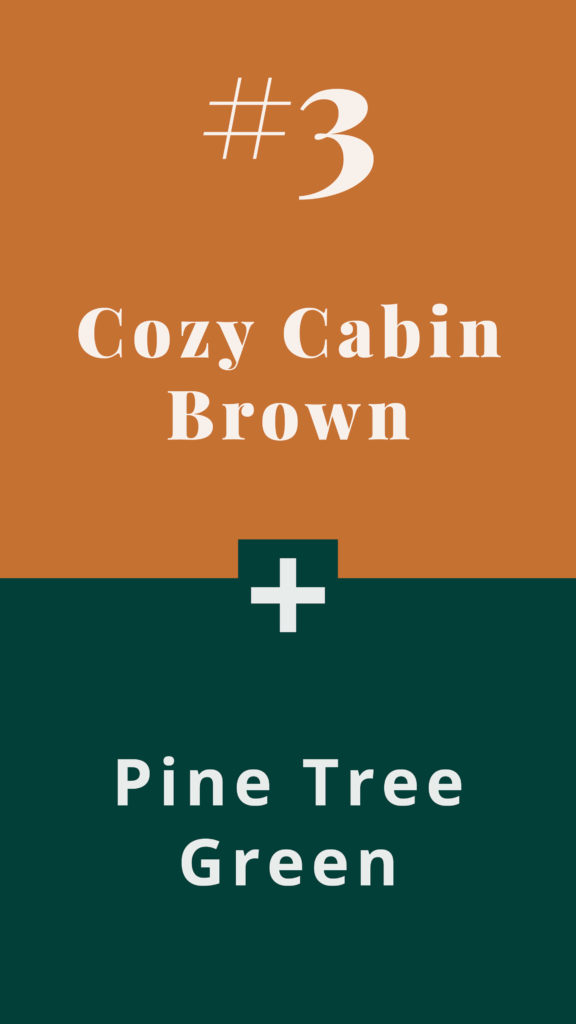 All seasons colour combinations - winter combos - Cozy Cabin Brown + Pine Tree Green - The Template Emporium