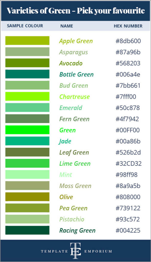 How to Choose Your Brand Colours by using the Colour Wheel - Green - The Template Emporium