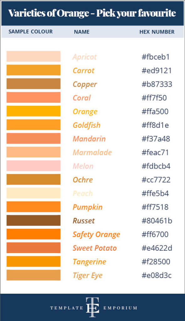 How to Choose Your Brand Colours by using the Colour Wheel - Orange - The Template Emporium