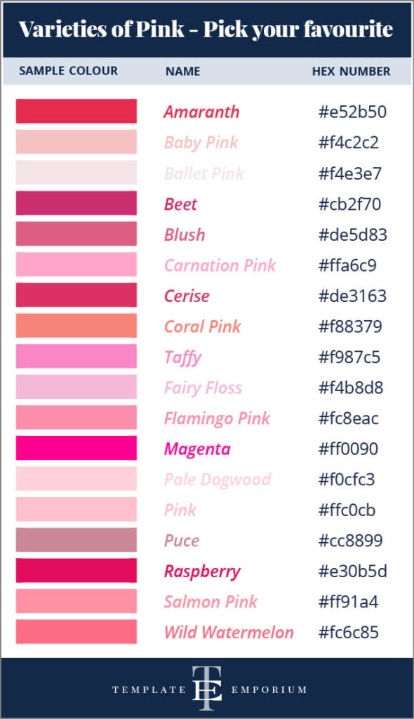 How to Choose Your Brand Colours by using the Colour Wheel - Pink - The Template Emporium