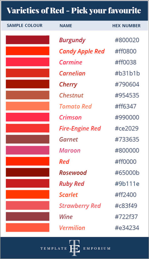 How to Choose Your Brand Colours by using the Colour Wheel - Primary Colour Red - The Template Emporium