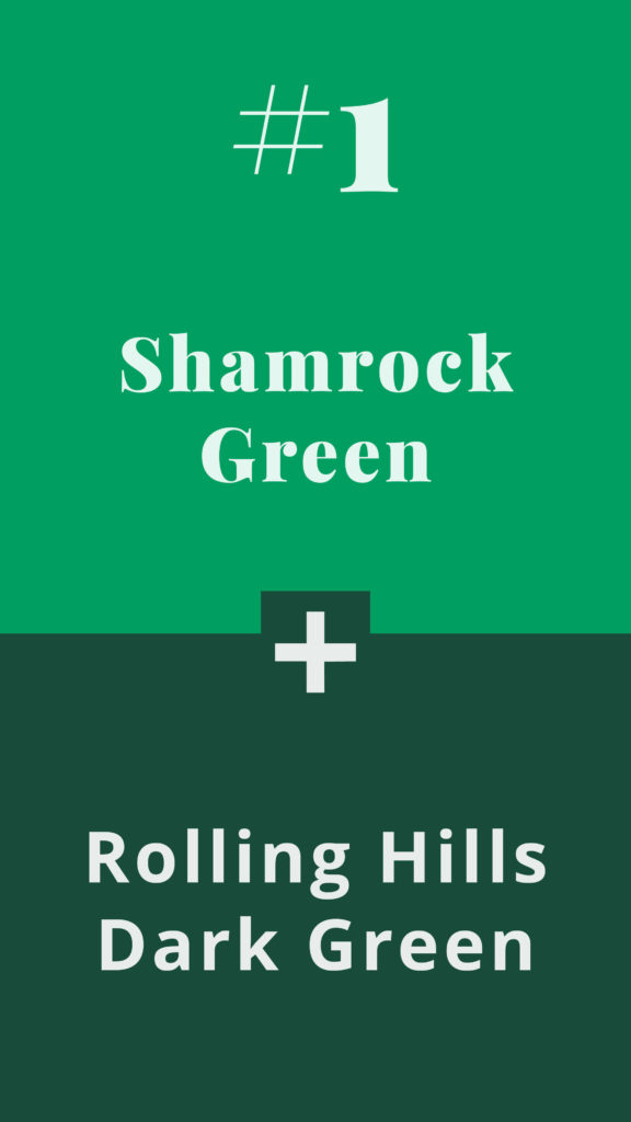 A year of holiday colour combinations - Shamrock Green + Rolling Hills Dark Green - The Template Emporium
