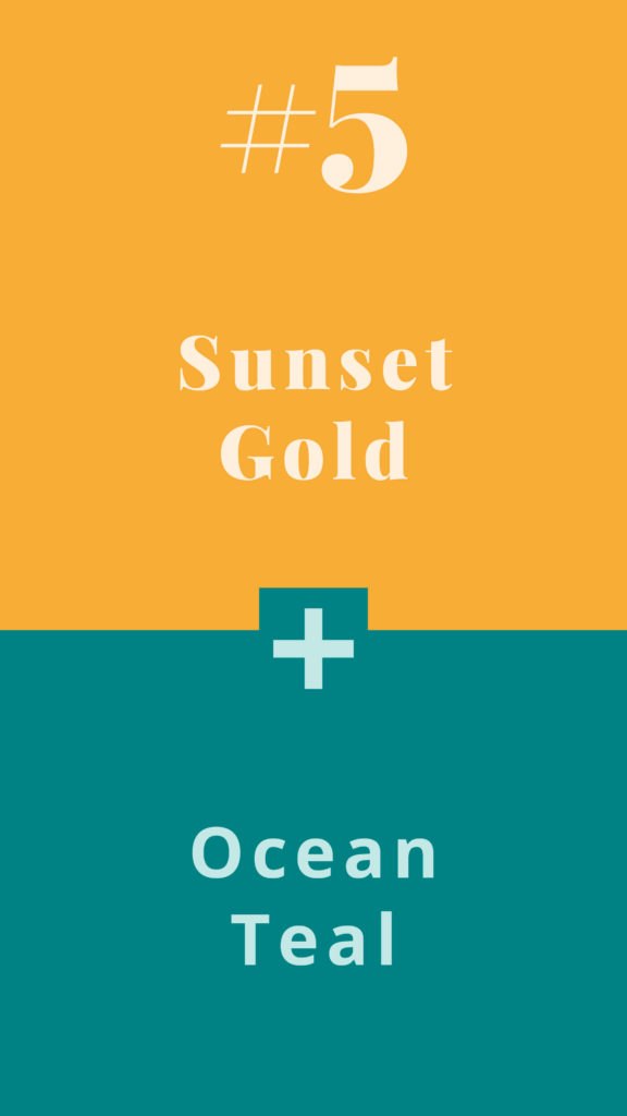 All seasons Colour Combinations - Summer combos - Sunset Gold + Ocean Teal - The Template Emporium