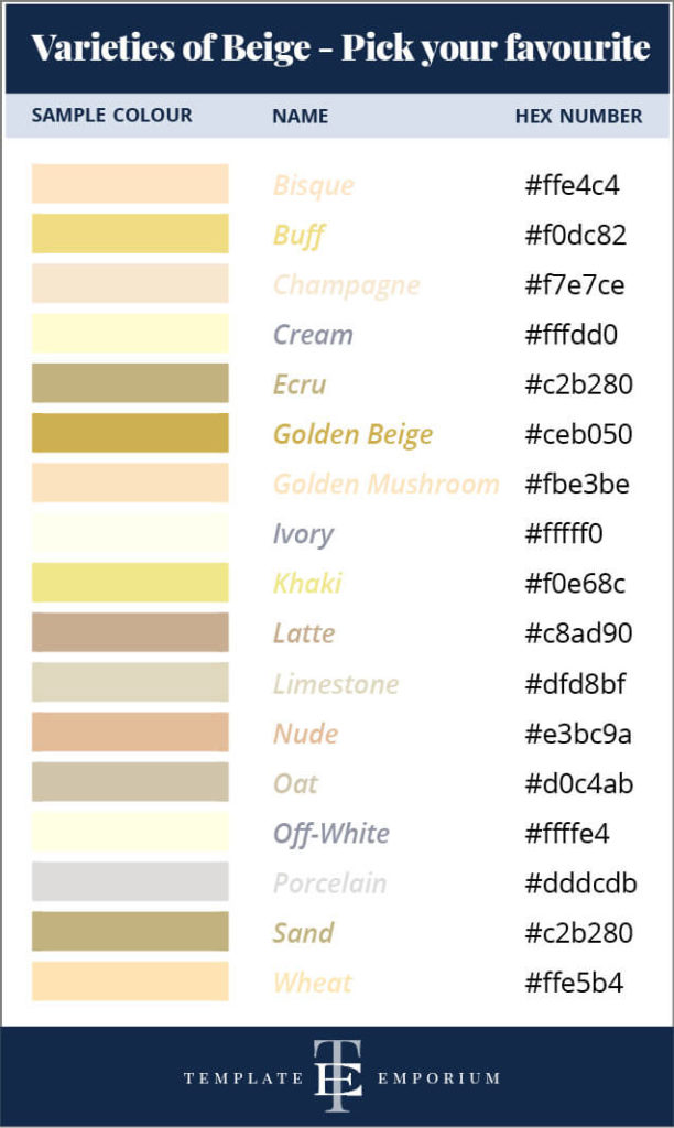 Should you use Beige as your Branding Colour? Varieties of Beige.