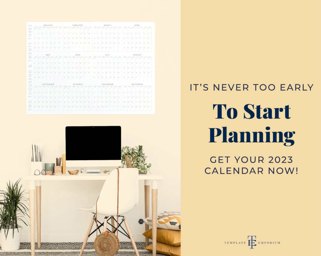 Year at a glance wall calendar - start planning - The Template Emporium