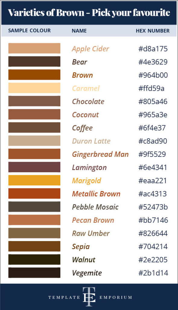 ﻿﻿Should you use Brown as your Branding Colour? Brown Varieties - The Template Emporium