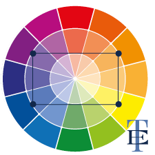 How to use Harmonious Colour Combinations in your Designs -Tetradic - The Template Emporium
