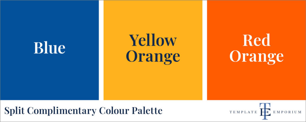 How to use Harmonious Colour Combinations in your Designs - Split Complimentary Colour palette - The Template Emporium