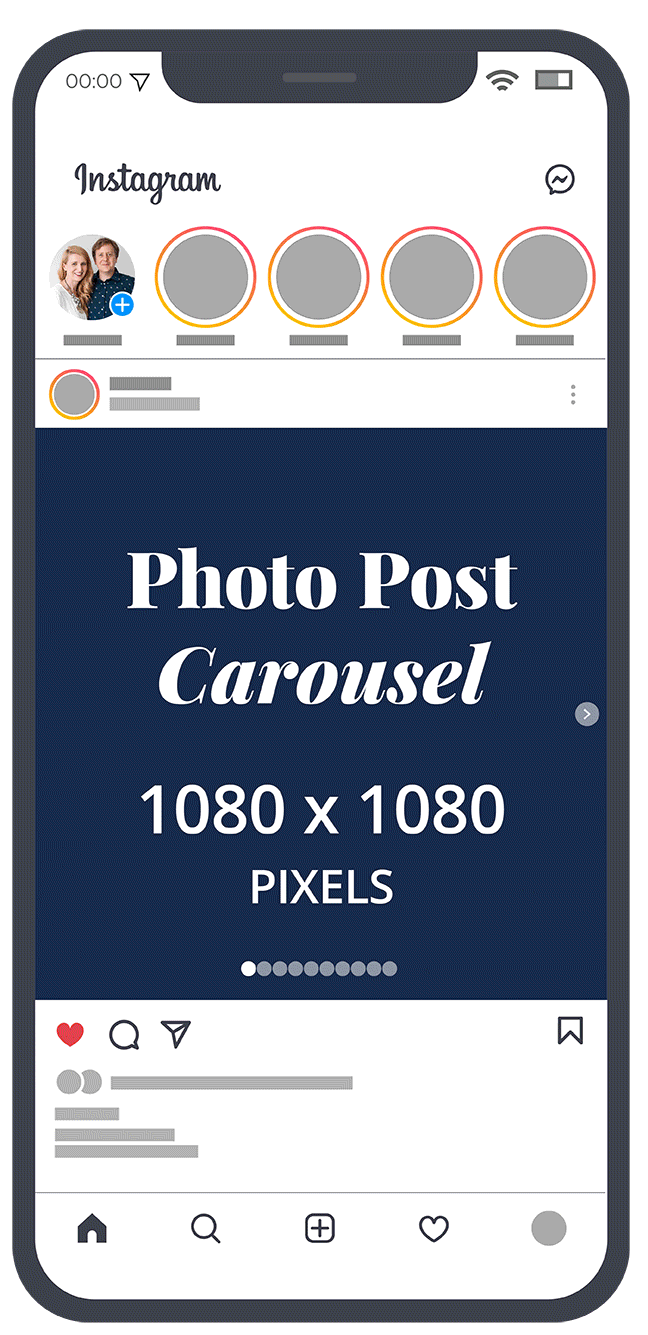Instagram Dimensions - Photo Post Carousel animated gif - The Template Emporium