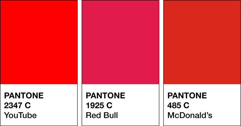 Should you use Red as your Branding Colour? Company Pantone reds.