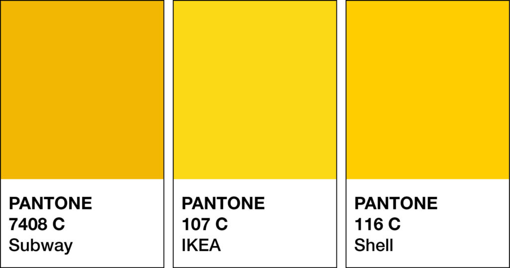 Should you use Yellow as your Branding Colour - brand pantone examples