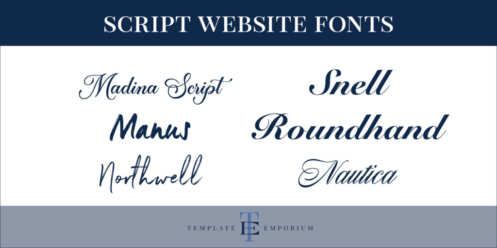 script website fonts - The Template Emporium