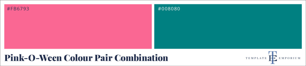 Pink-O-Ween colour pairs - Pink + Tomb It May Concern Teal - The Template Emporium