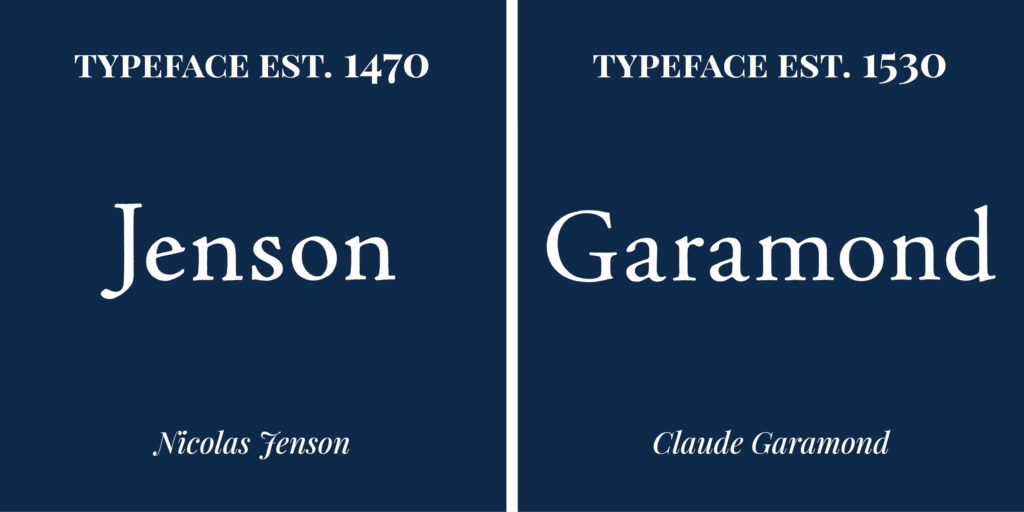 Serifs and sans-serifs - Jenson and Garamond - serif fonts - The Template Emporium