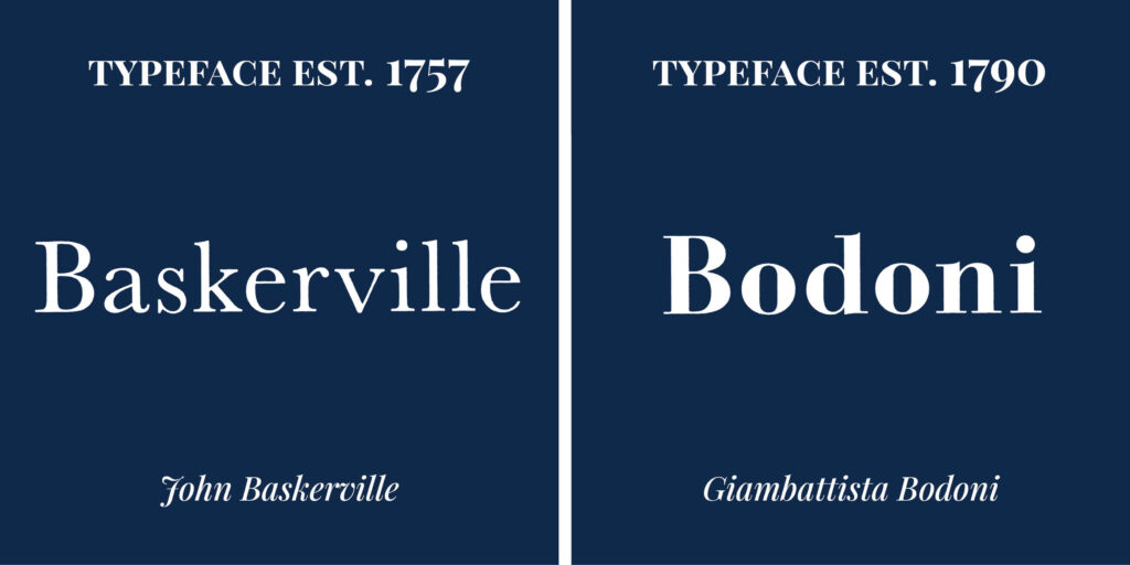 Serifs and sans-serifs - Baskerville and Bodoni - serif fonts - The Template Emporium