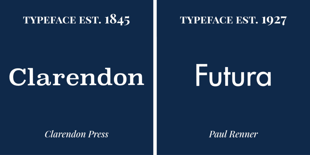 Serifs and sans-serifs - Clarendon and Futura - serif and sans-serif fonts - The Template Emporium