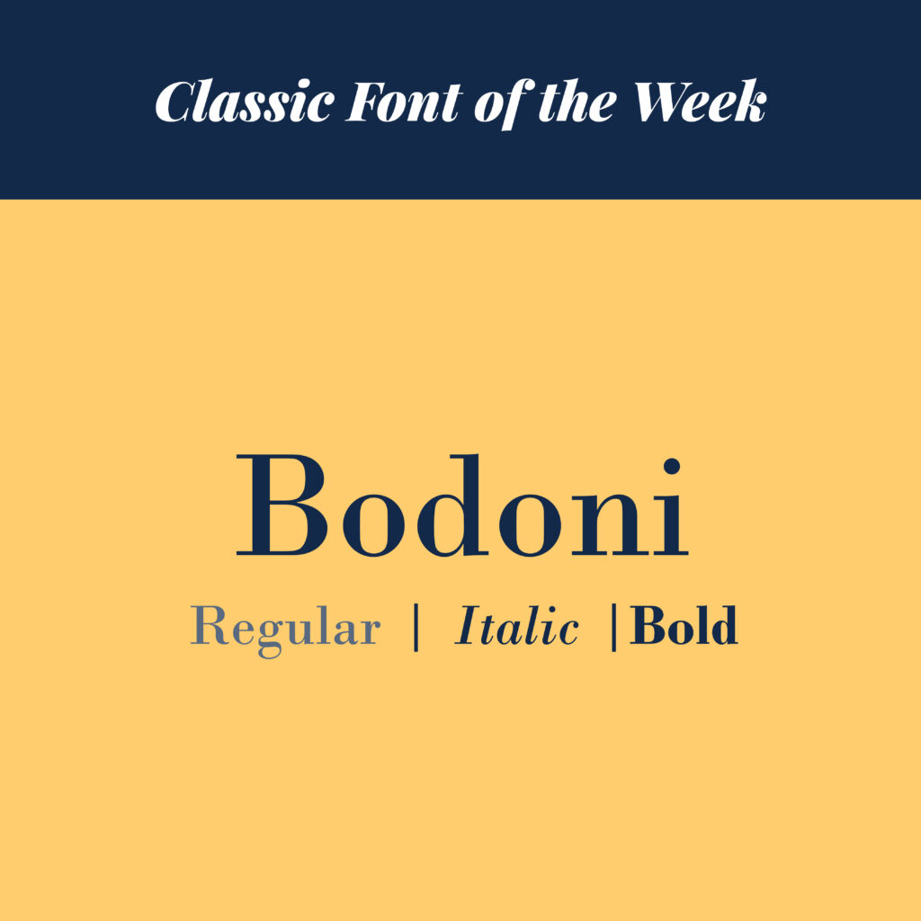 Classic font of the week - Bodoni Regular - The Template Emporium