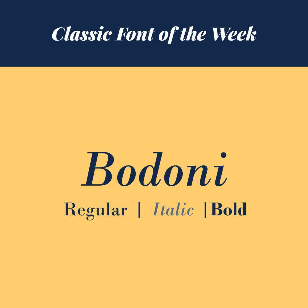 Classic font of the week - Bodoni Italic - The Template Emporium