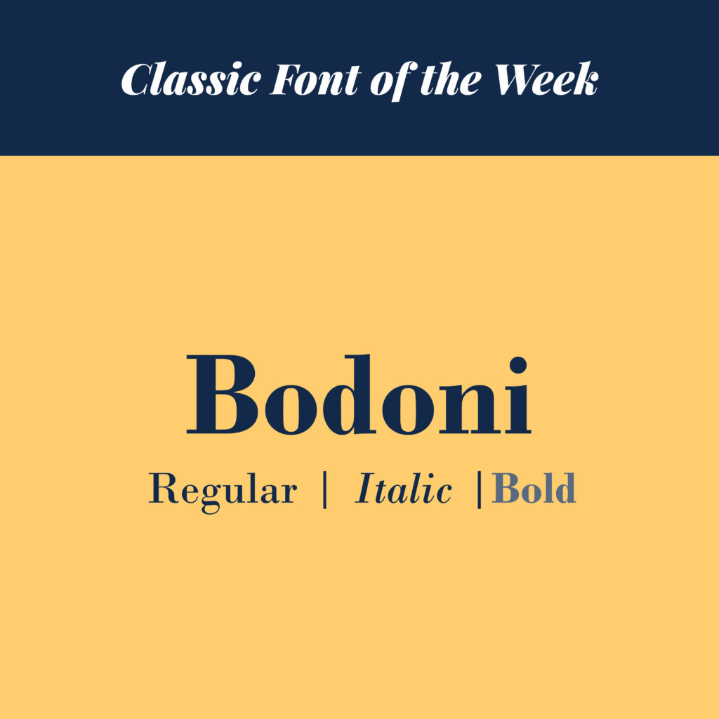 Classic font of the week - Bodoni Bold - The Template Emporium