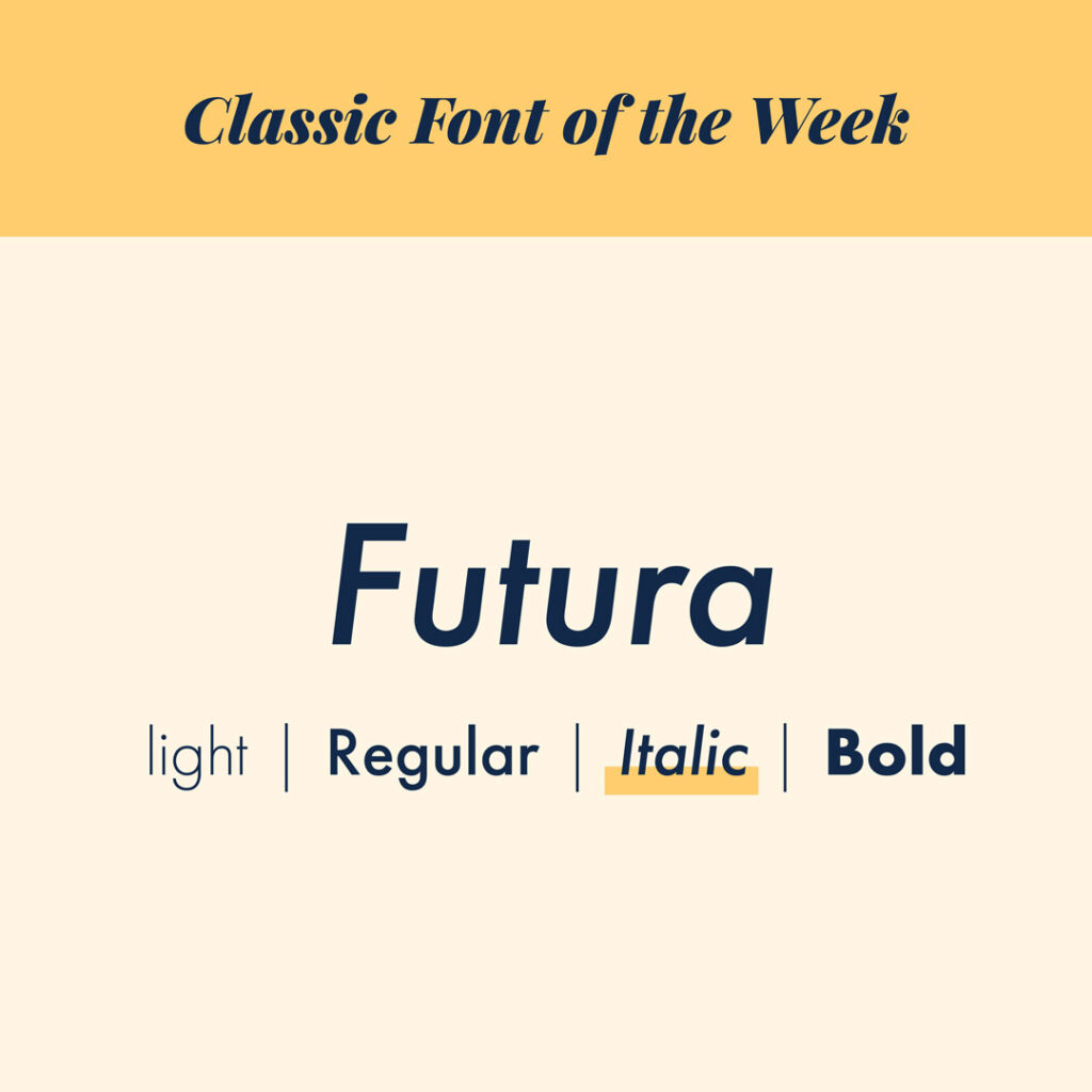 Classic font of the week - Futura - Italic - The Template Emporium