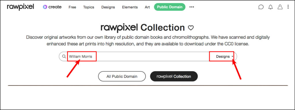 Design inspiration - raw pixel public domain William Morris - The Template Emporium
