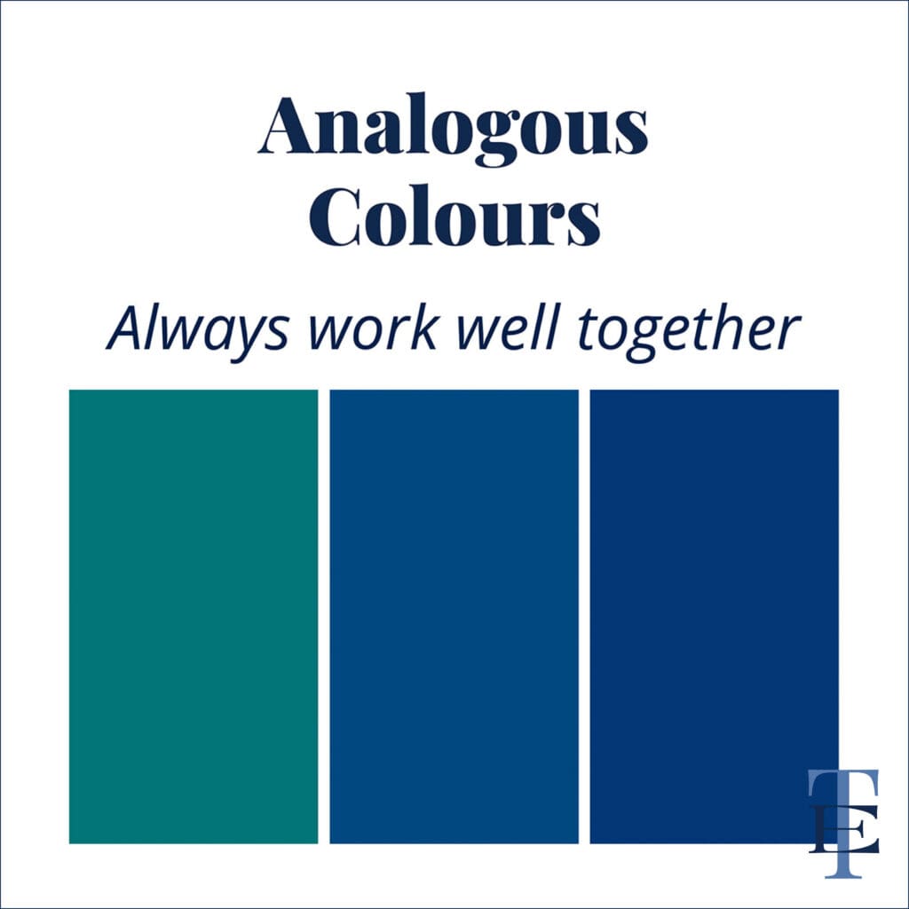 Analogous colours, blue-green, blue, blue-violet - The Template Emporium
